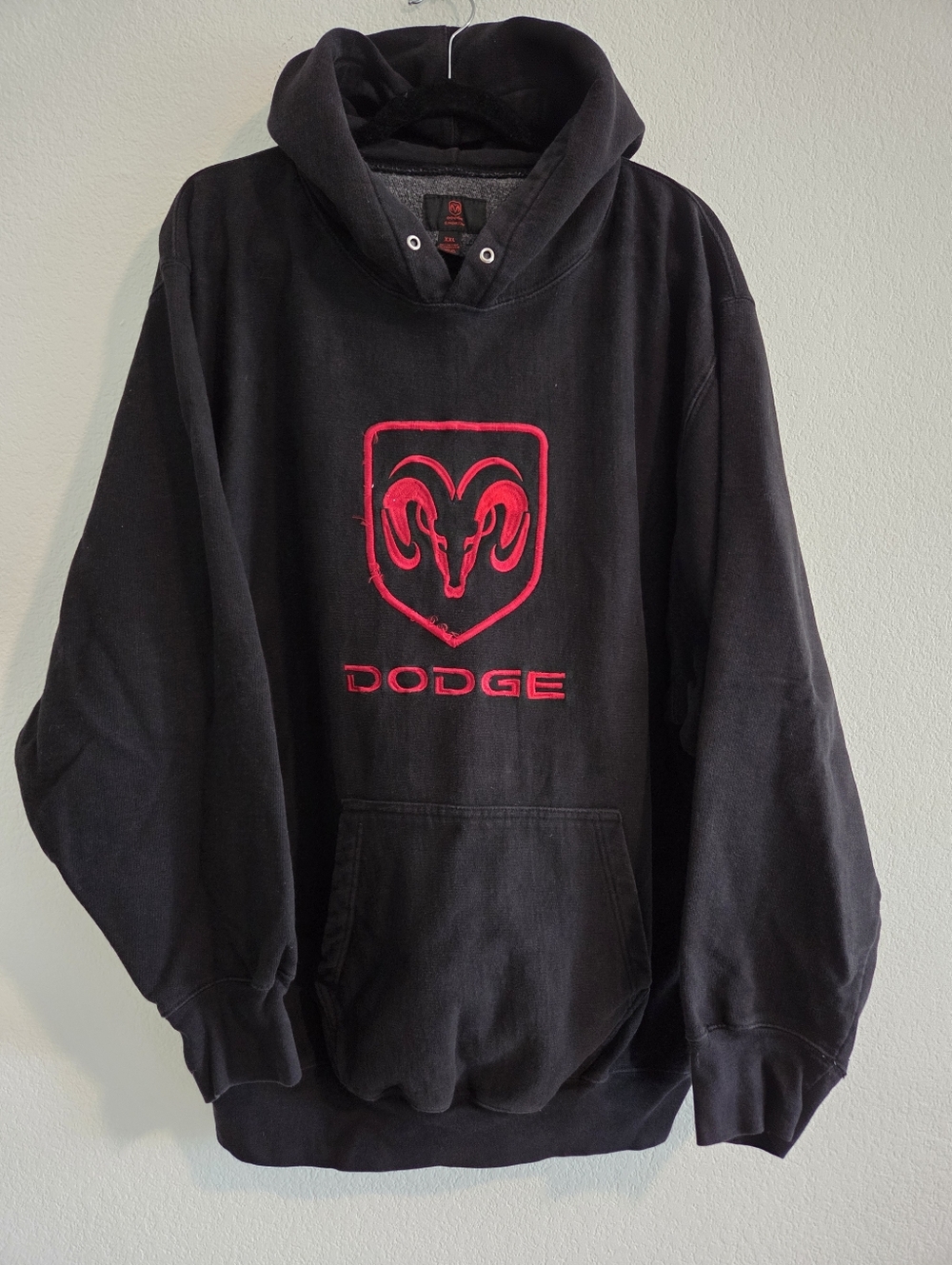 Dodge Ram Embroidered Black Red Sweatshirt Hoodie Mens XXL Distressed Y2K 2007